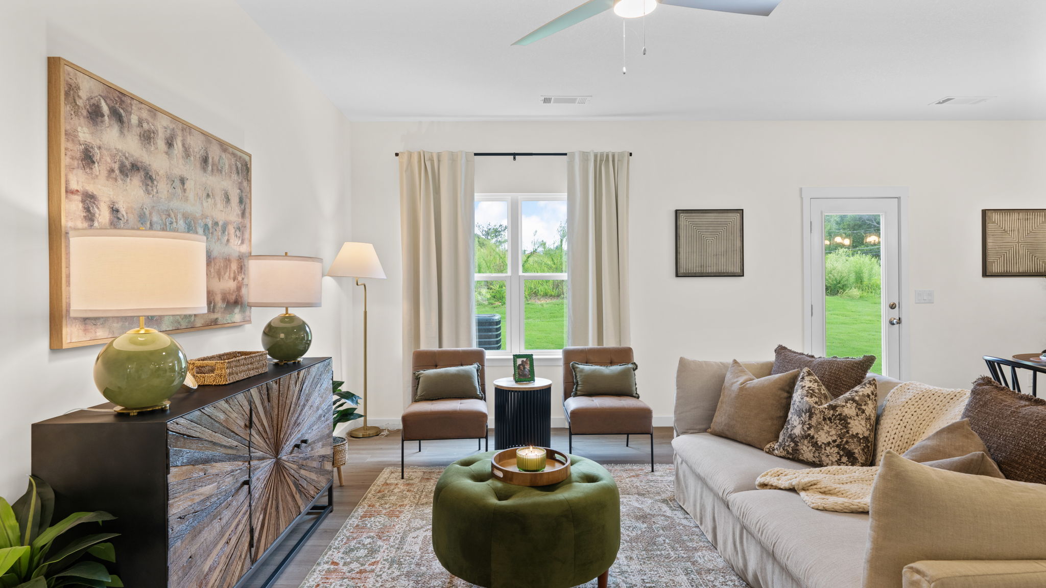 open concept living room with furniture