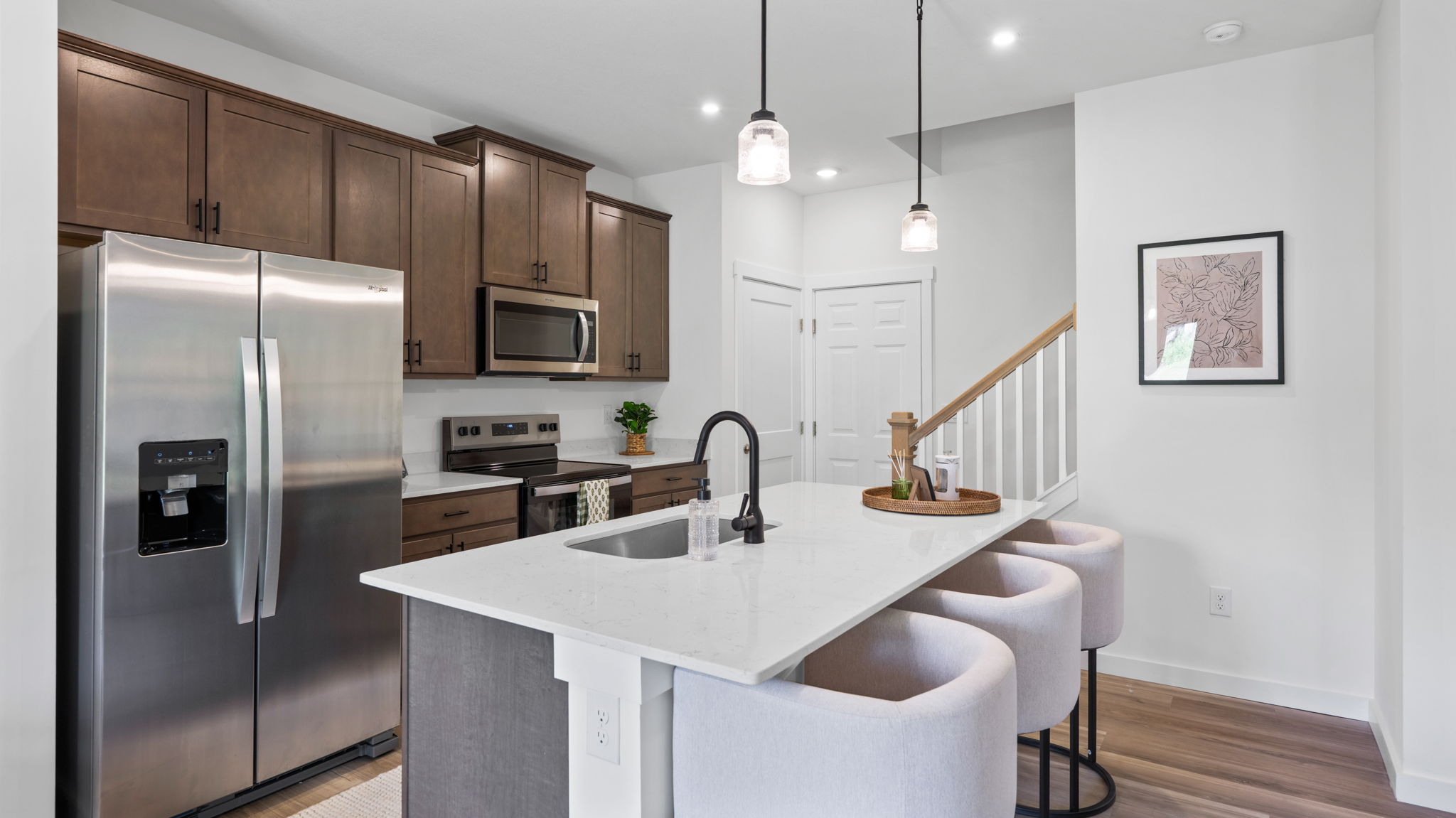 open concept kitchen with large island