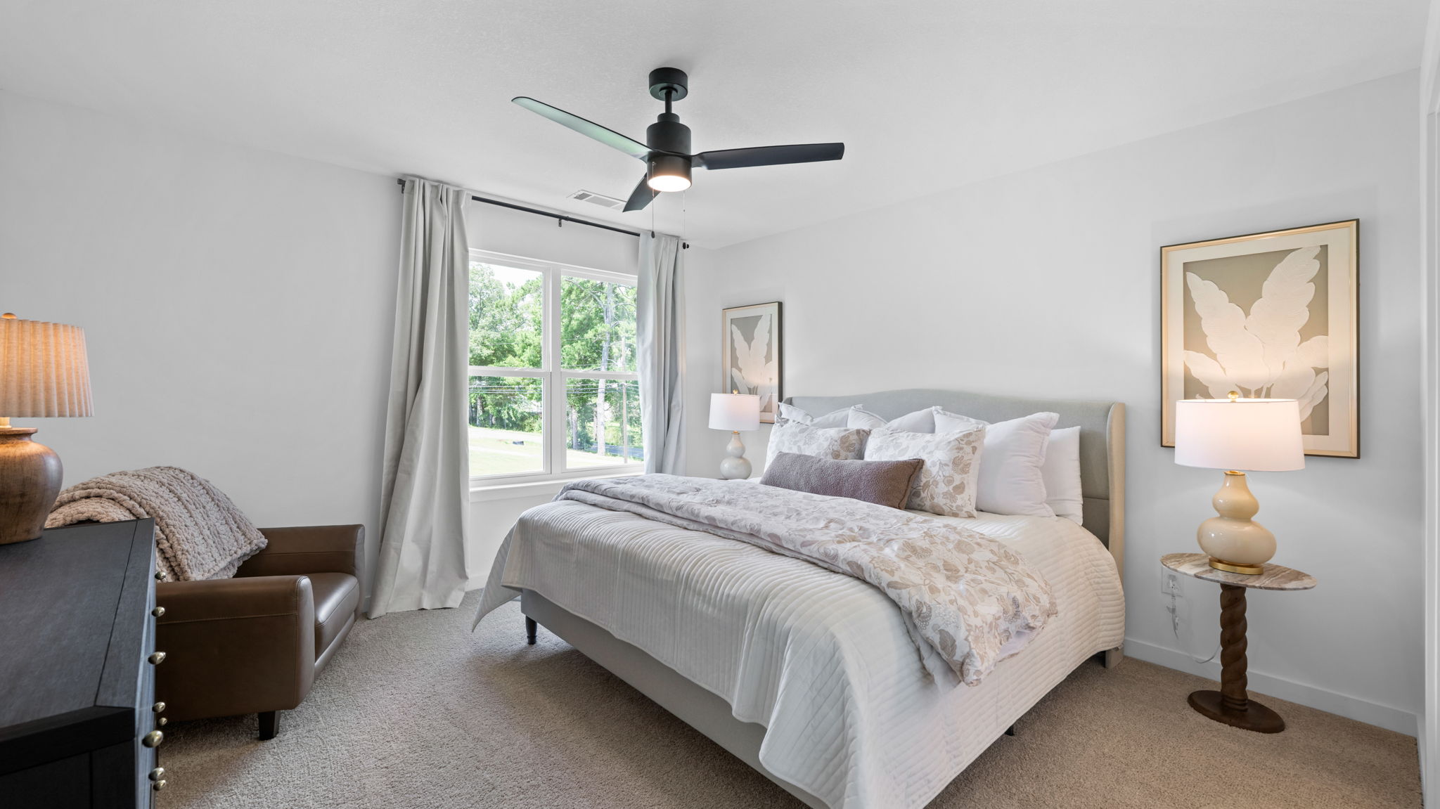 primary bedroom with double window