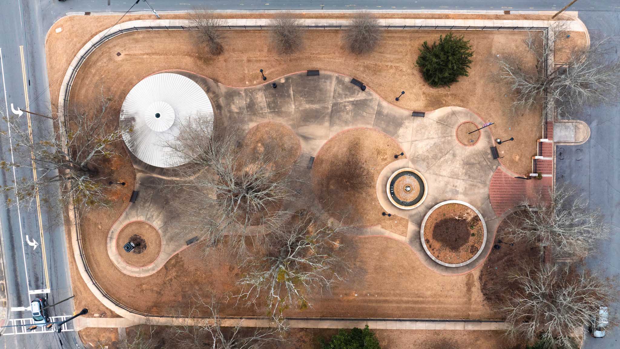 aerial shot of downtown calhoun