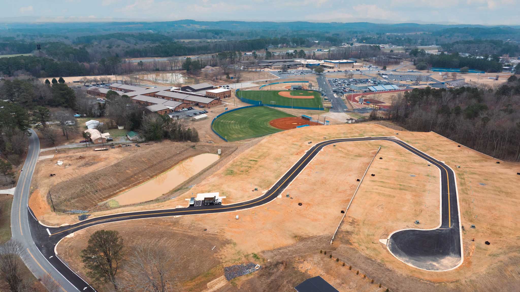 aerial shot of ridge view community
