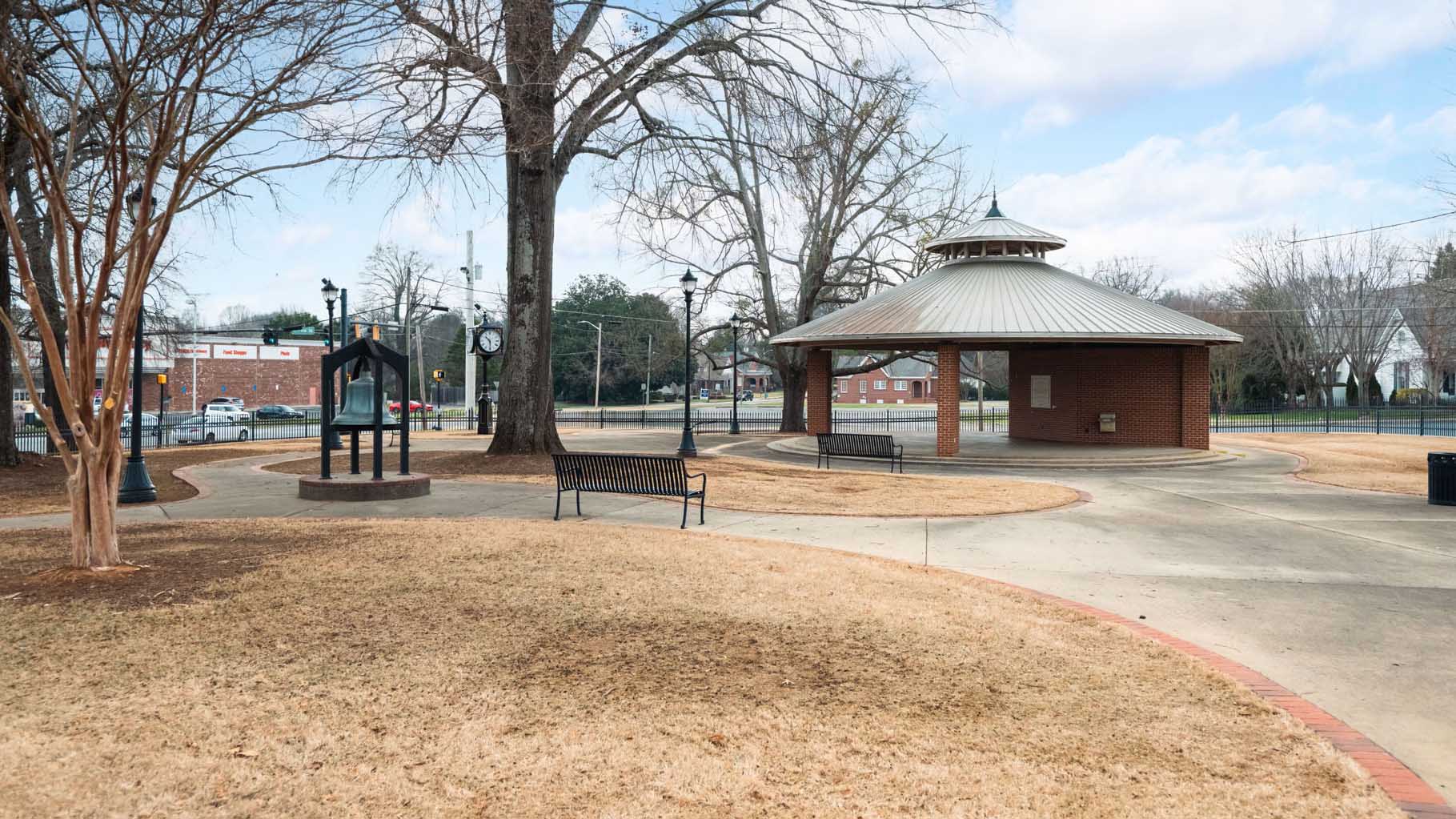 aerial shot of downtown calhoun