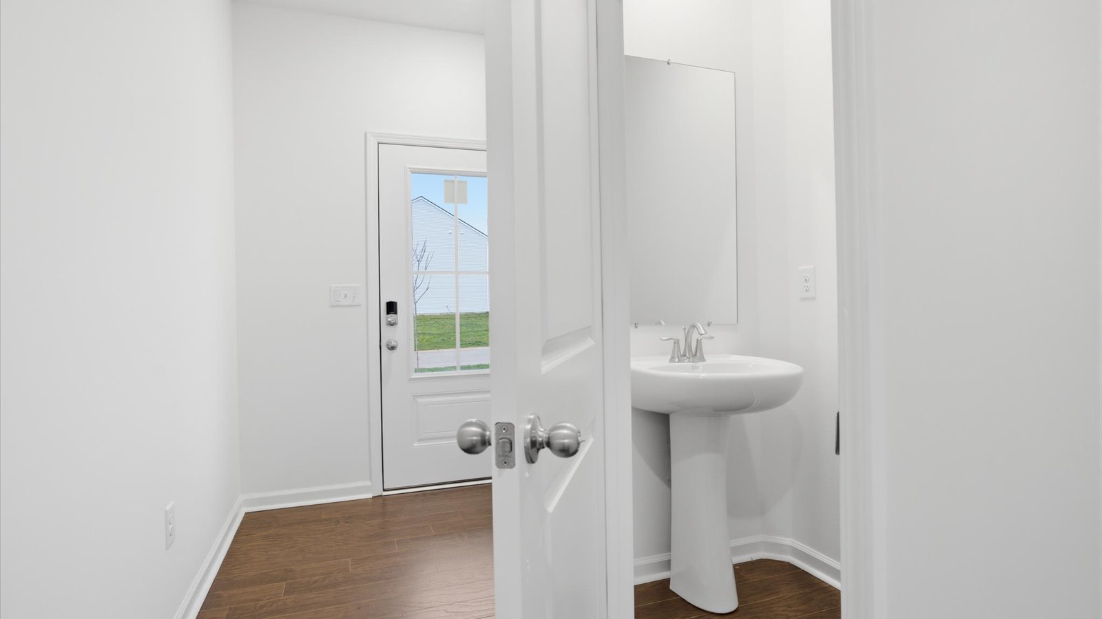 entry way and half bathroom powder room