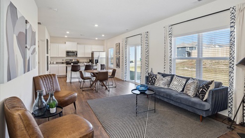 Open concept living and kitchen area
