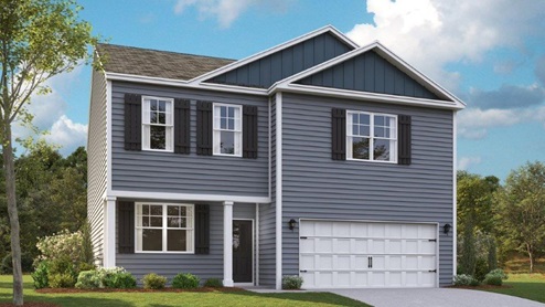 Two story home with vinyl siding
