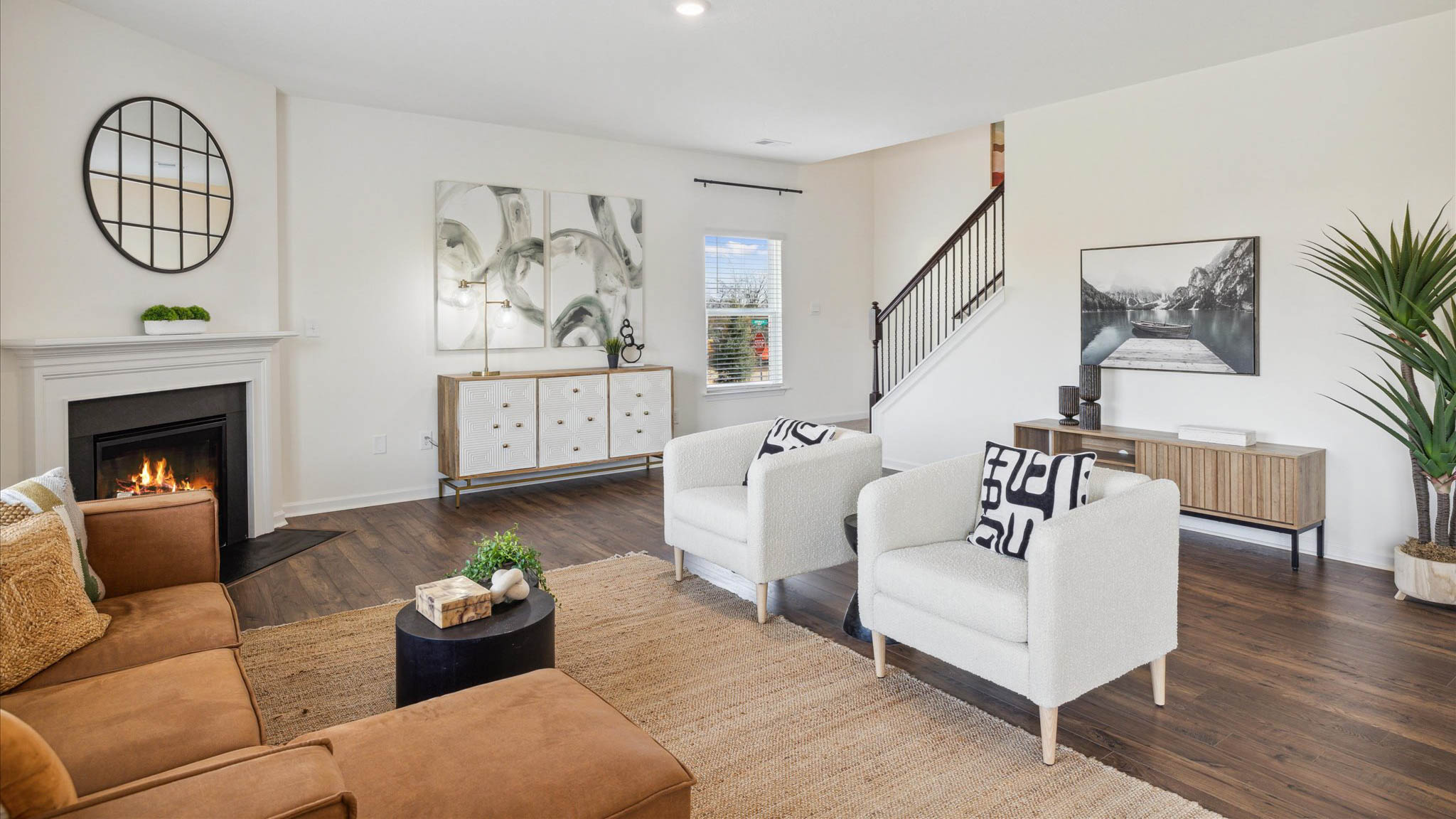 Open living and great room area with ample natural light