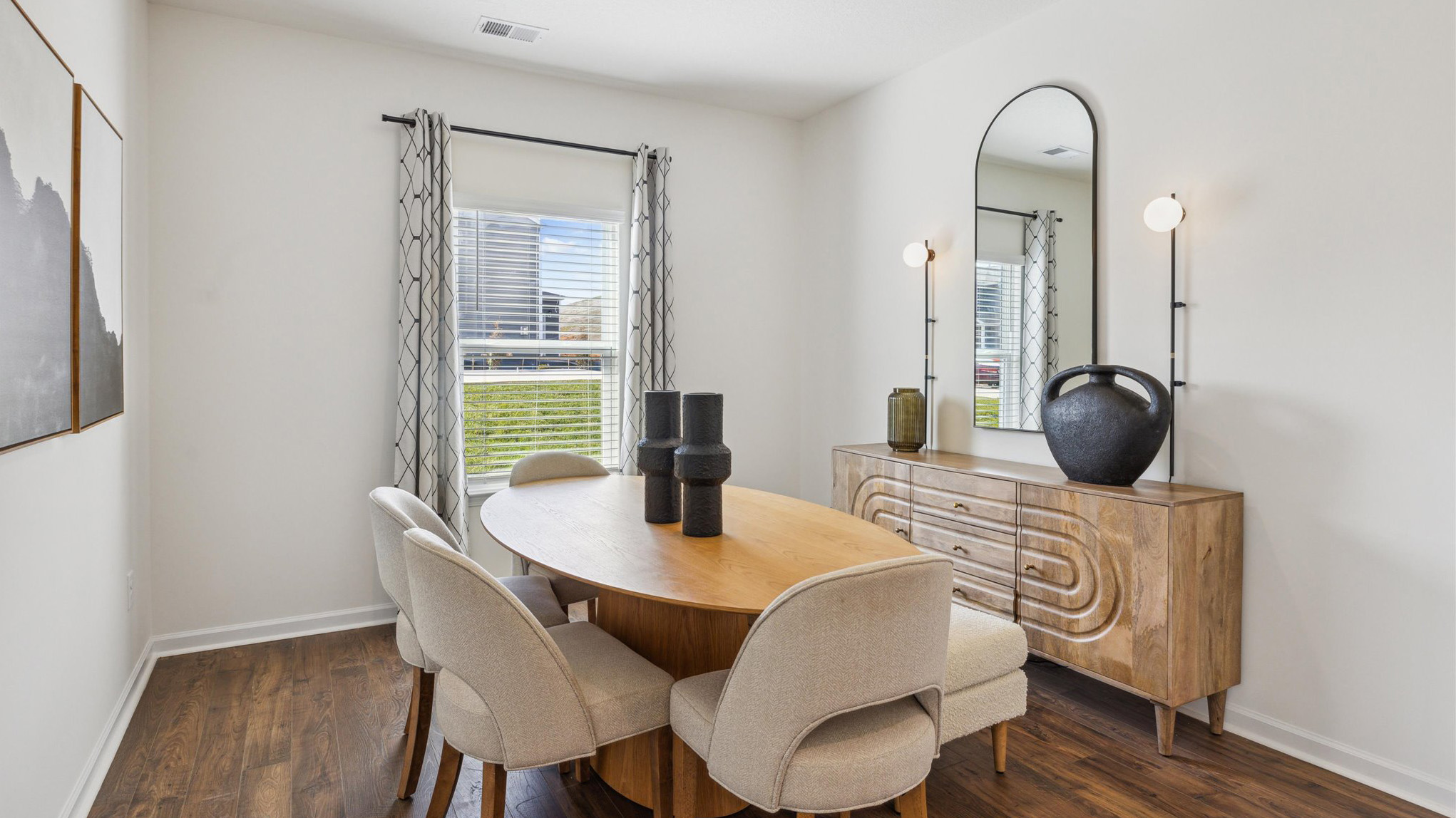 Open concept living, dining, and kitchen space