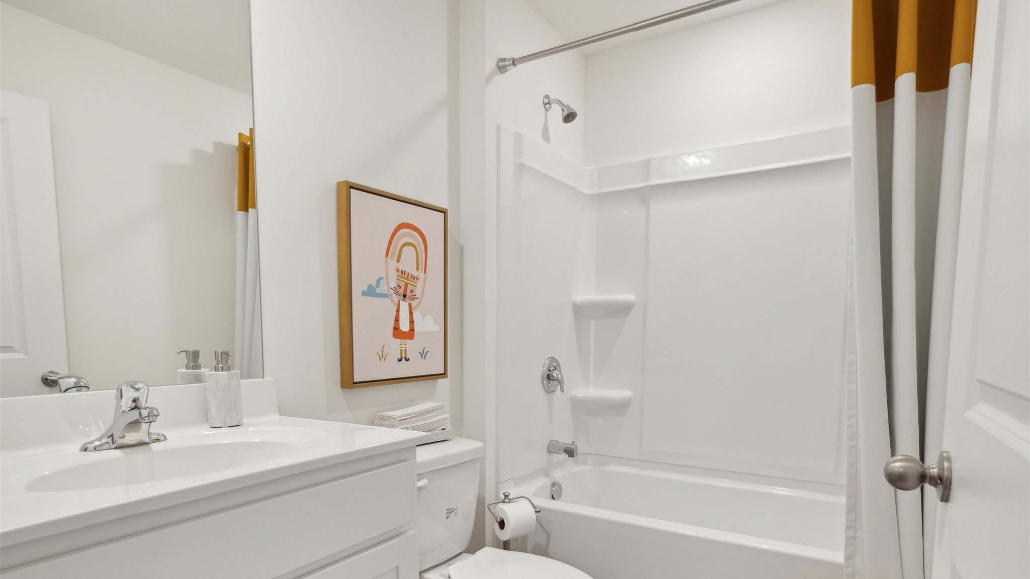 bathroom with shower and bathtub