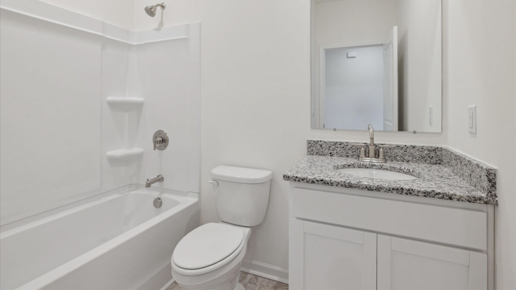Bathroom with combination shower and bathtub