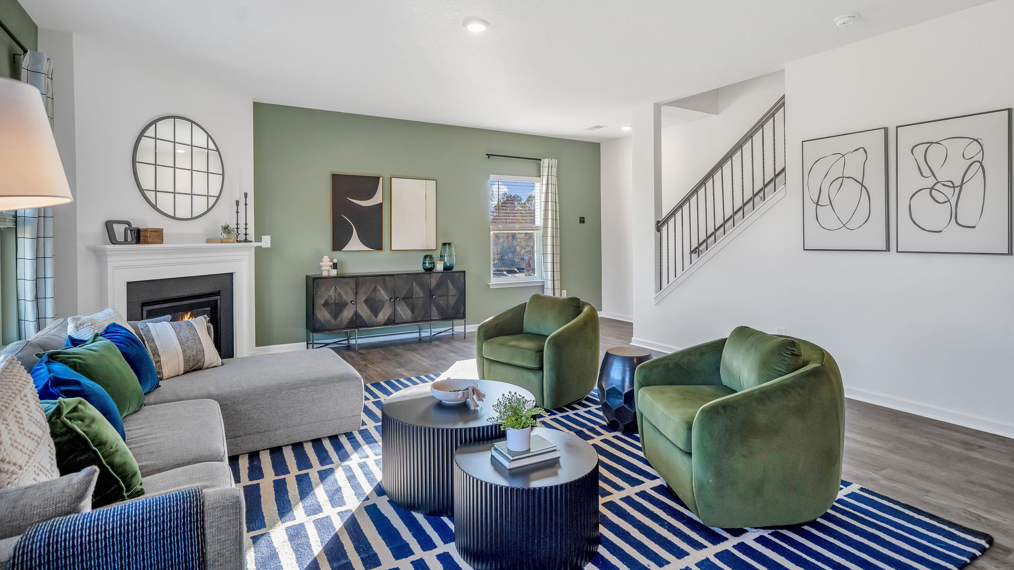 Open concept living, dining, and kitchen space