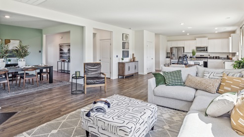 living room with formal dining room