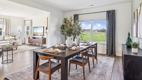 Formal dining room with large window