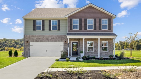 two story home with covered front porch