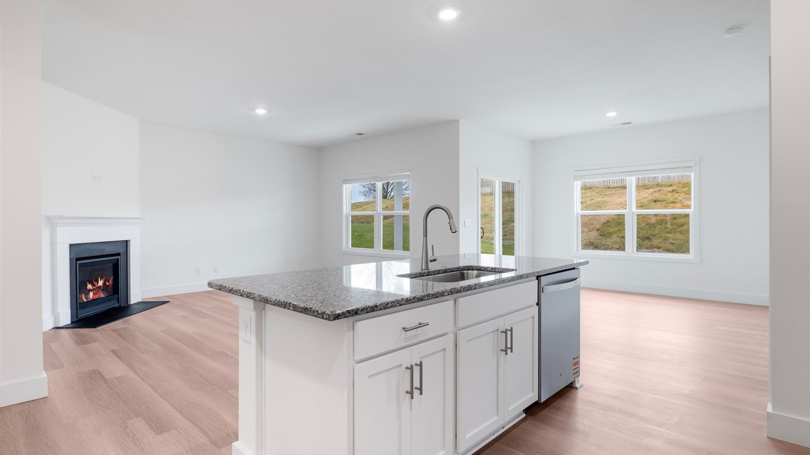 Spacious open kitchen overlooking  living space