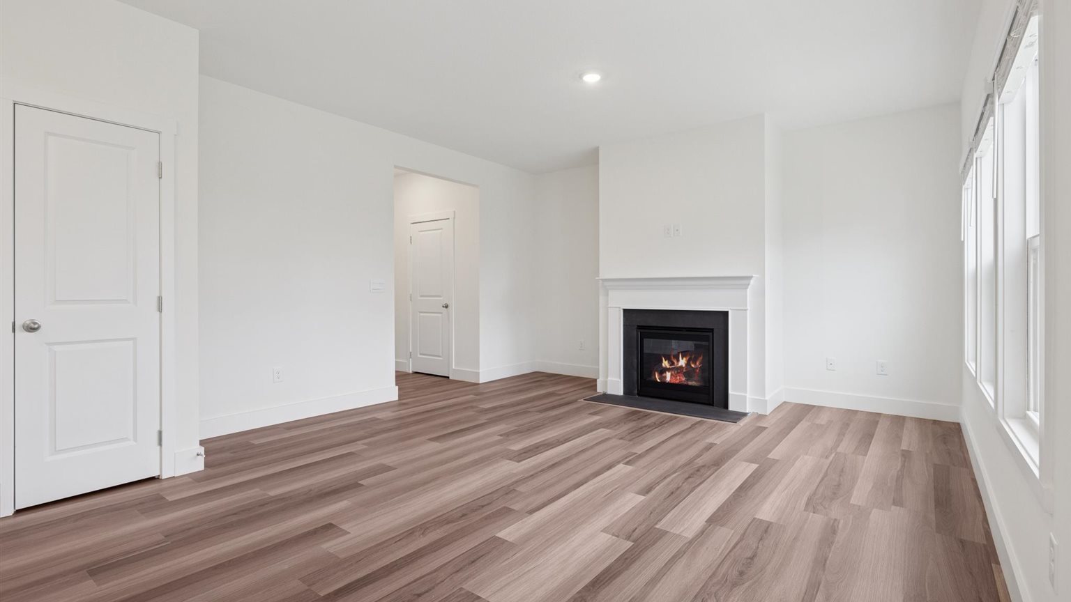 Open concept kitchen, living, and dining room space