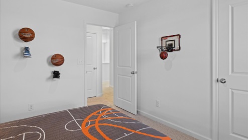 Kids room with basketball decorations