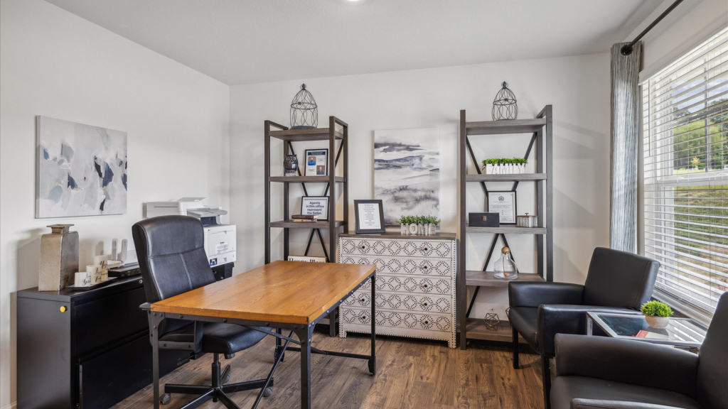 Office and front room space with private french doors