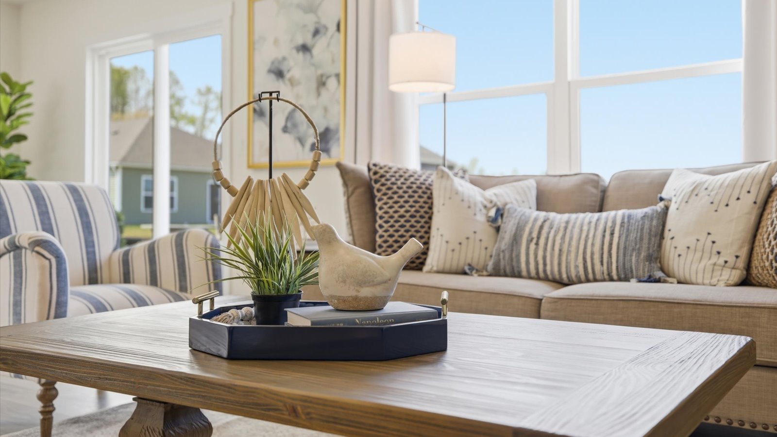 Open concept living, dining, and kitchen space