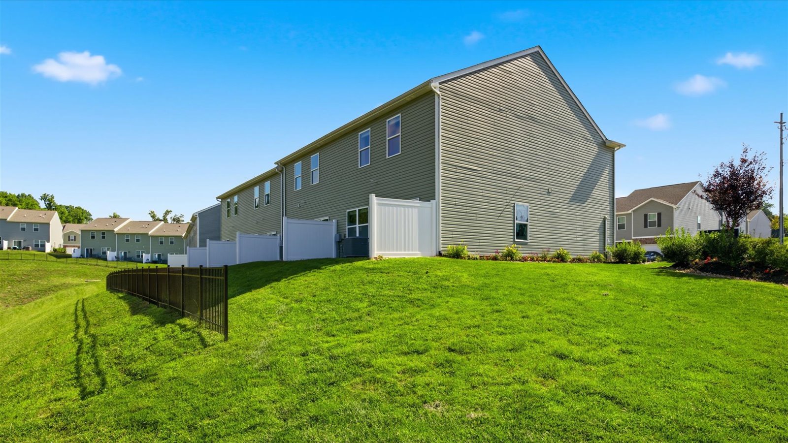 rear exterior of townhomes