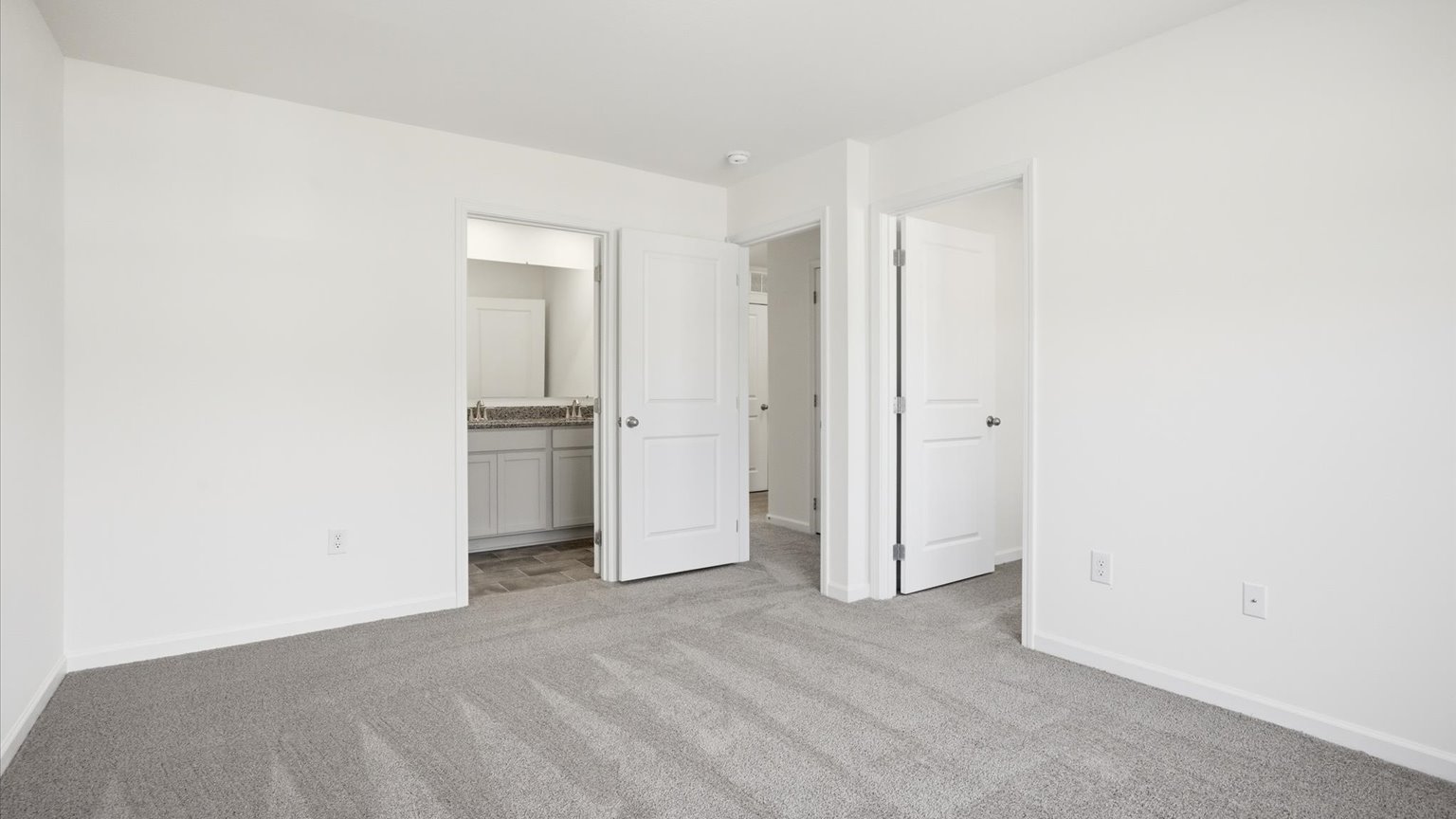 Primary bedroom with private attached bathroom and walk-in closet