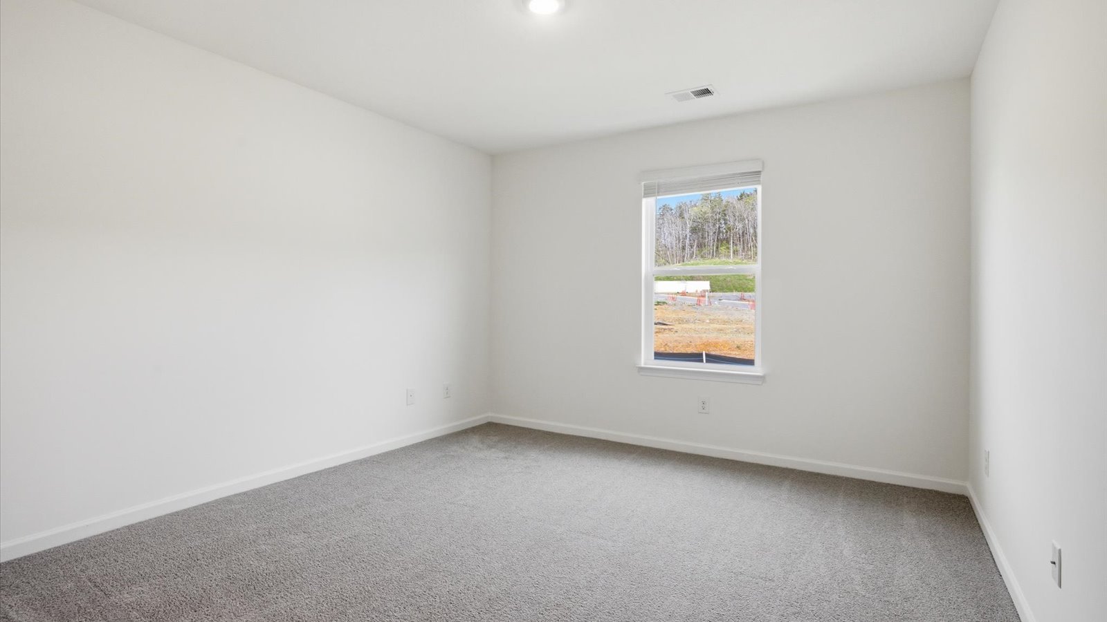 Primary bedroom with plush carpet floors and double light allowing windows