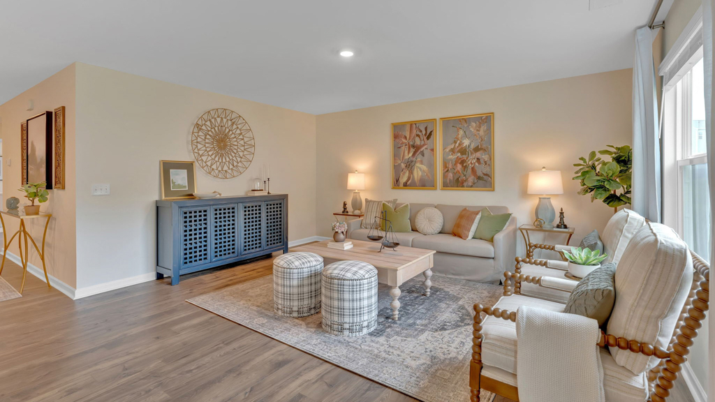 Open concept kitchen, living, family, and dining room space