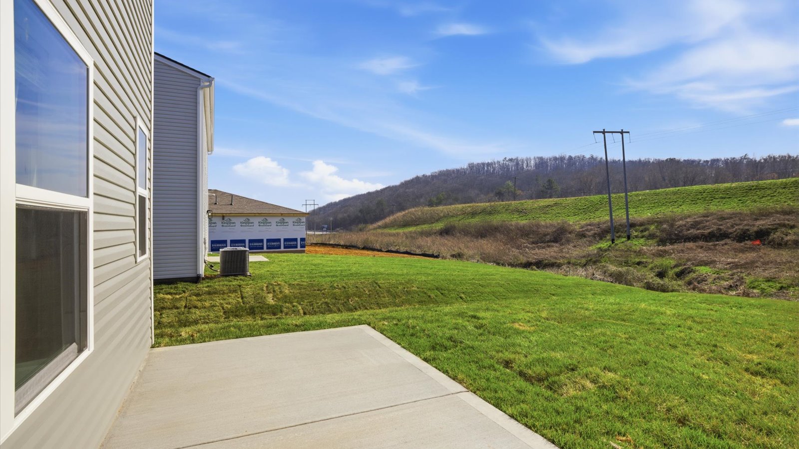 patio and sodded back yard