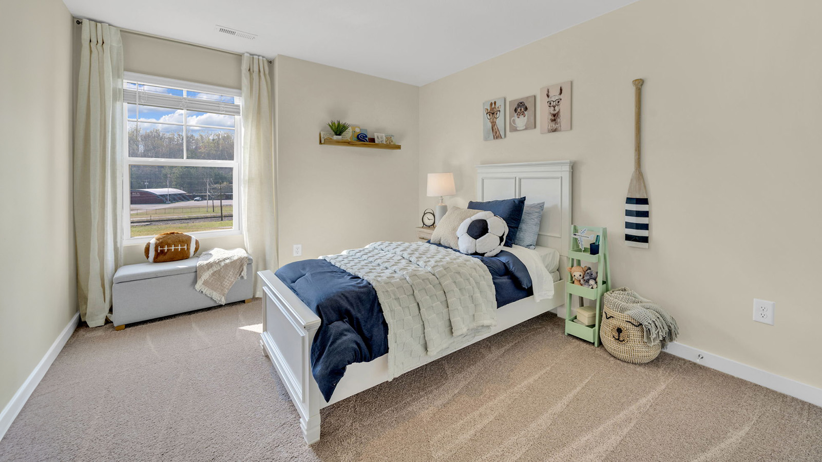 Bedroom with plus carpet floors.