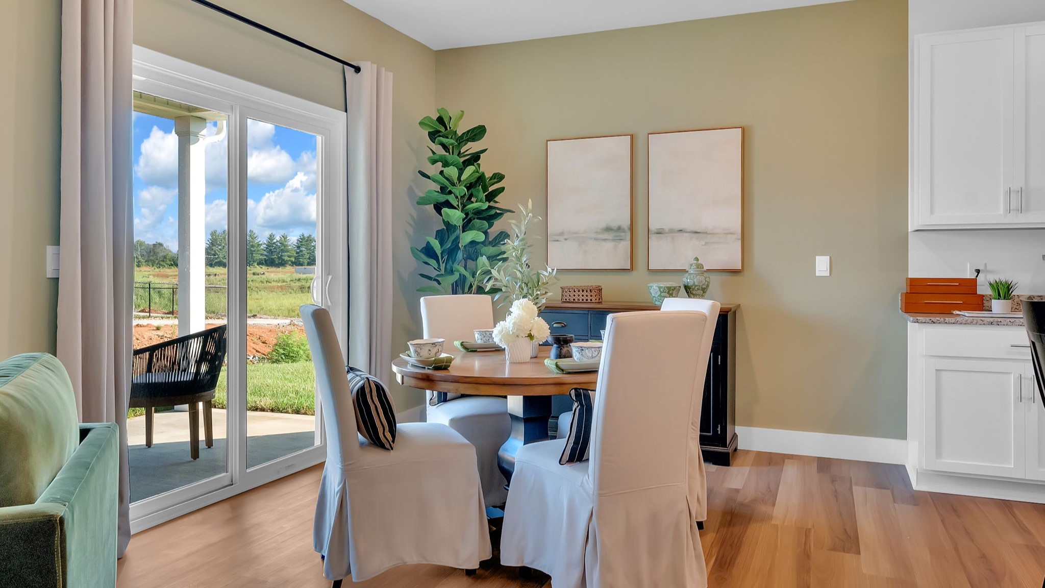 Open concept kitchen, living, family, and dining room space