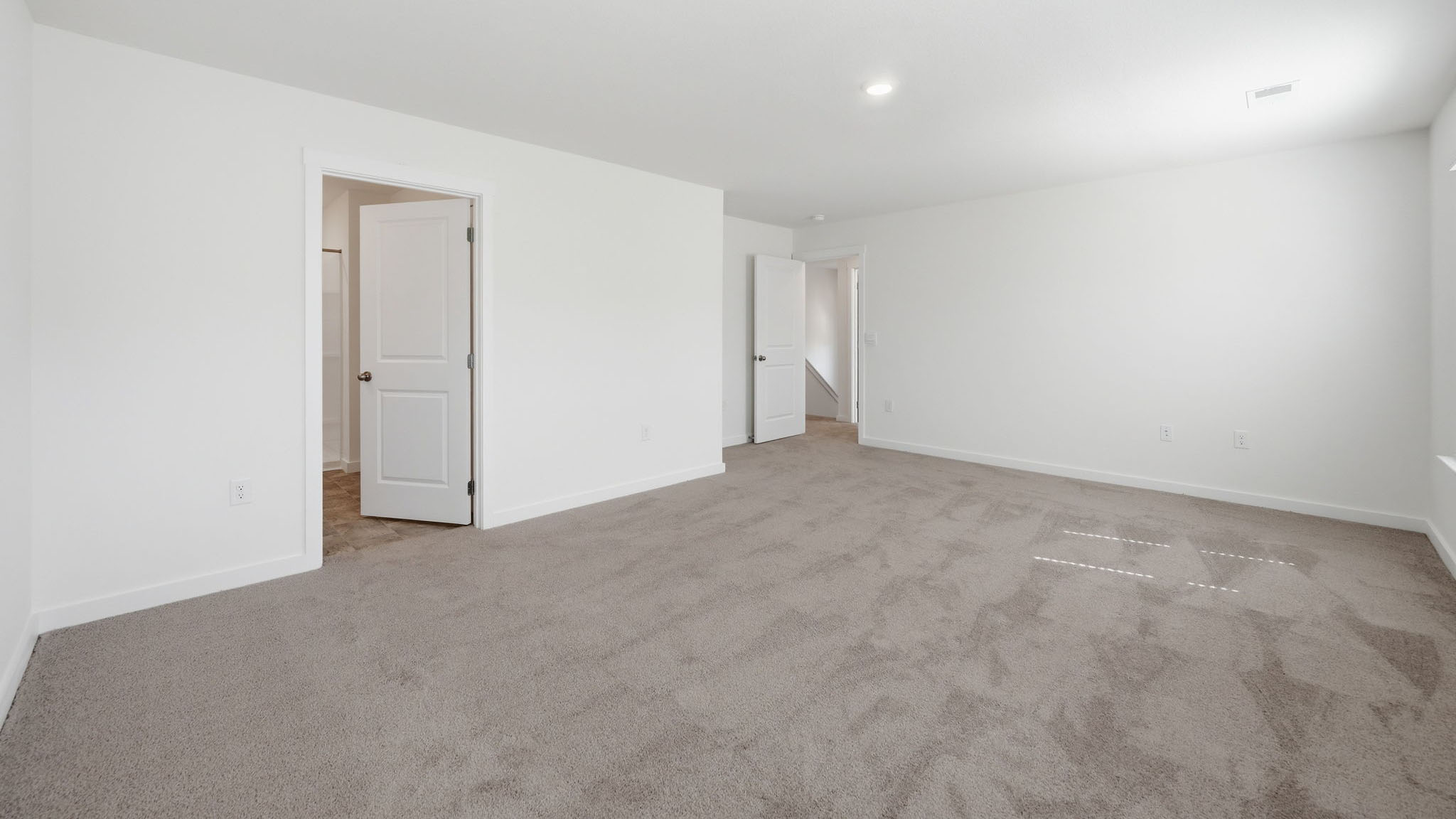 Primary bedroom with private attached bathroom and walk-in closet