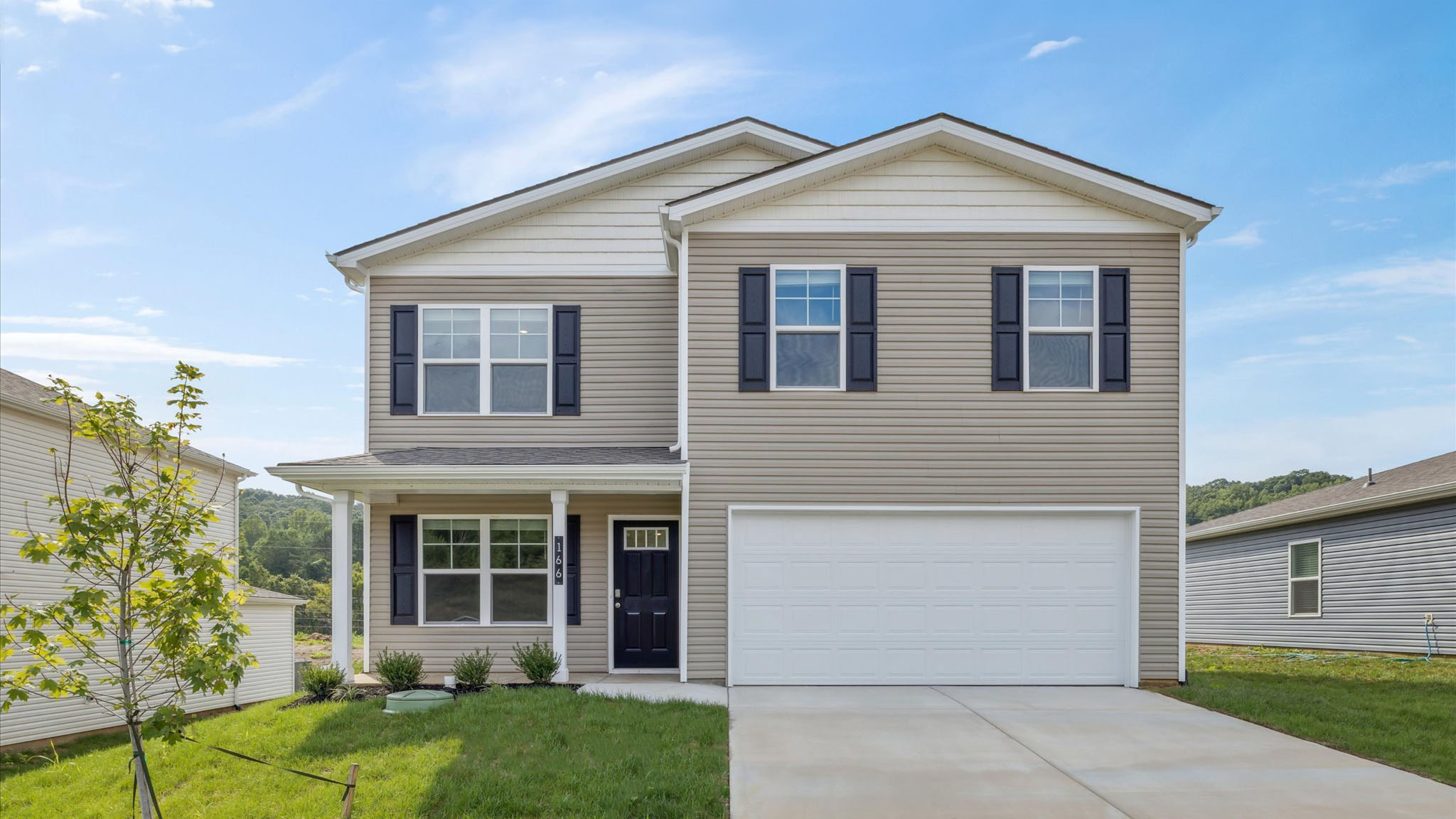 Exterior rendering of two story modern brick home