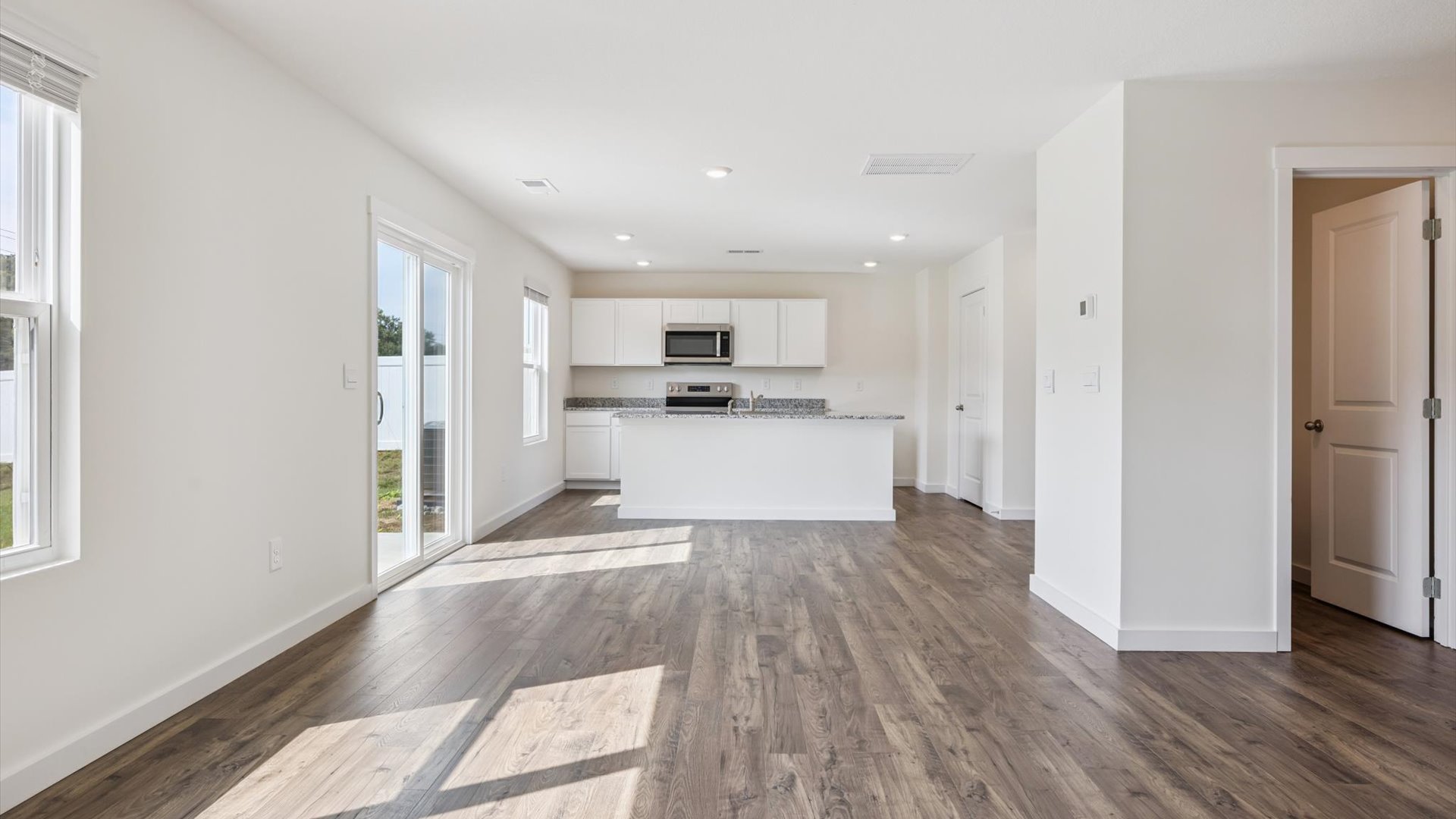 Spacious open kitchen overlooking  living space