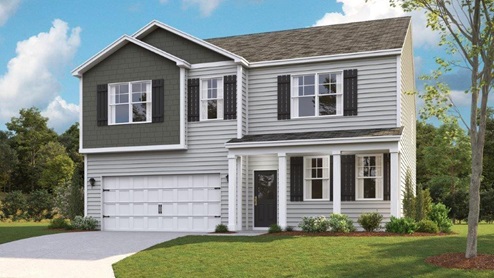 Two story home with vinyl siding