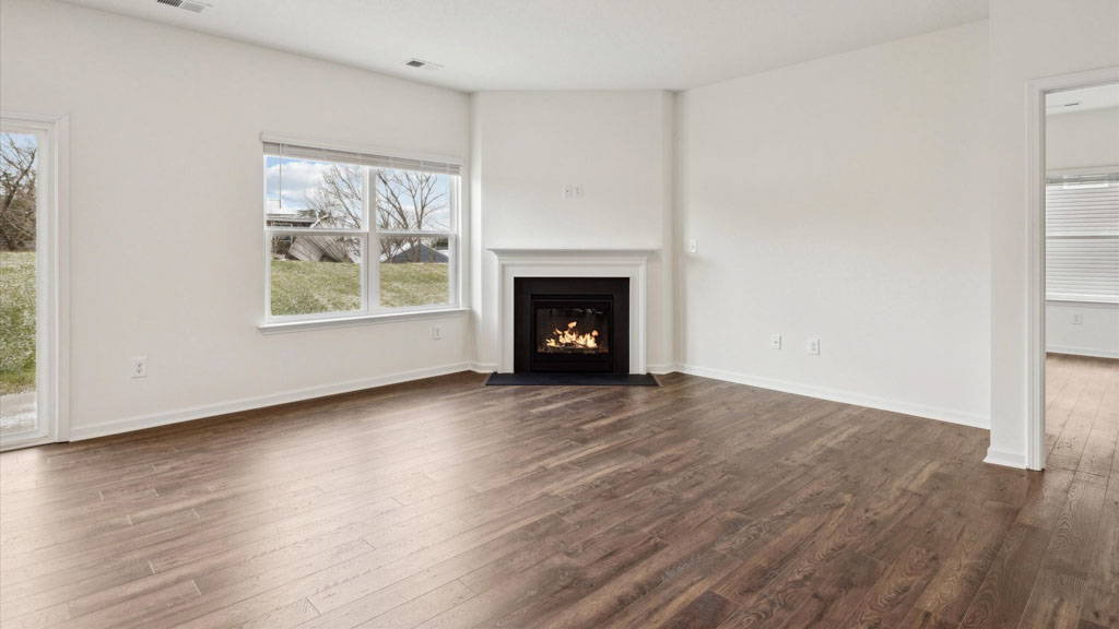 Open concept living, dining, and kitchen space