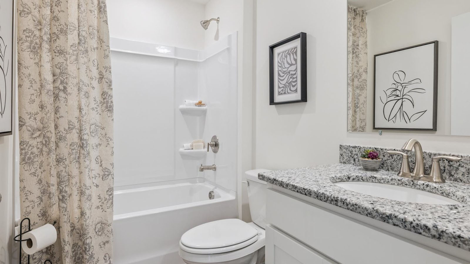 Bathroom with combination shower and bathtub