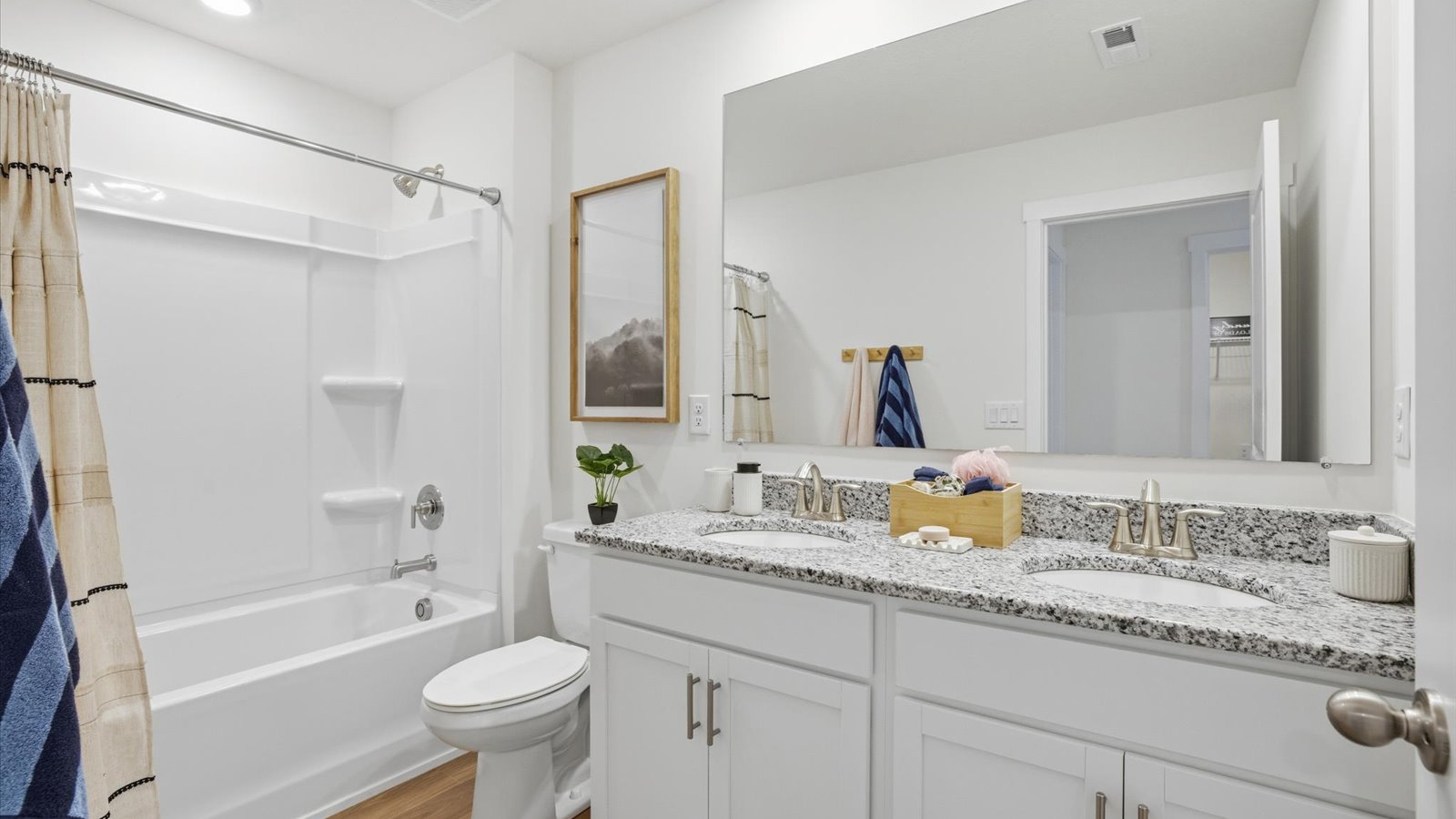 Bathroom with combination shower and bathtub