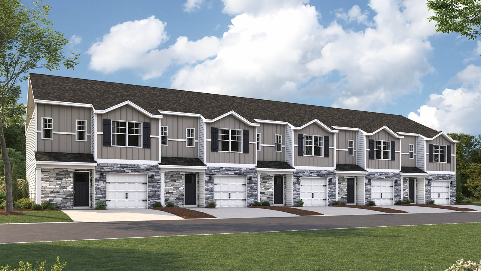 Rendering of a two story townhome