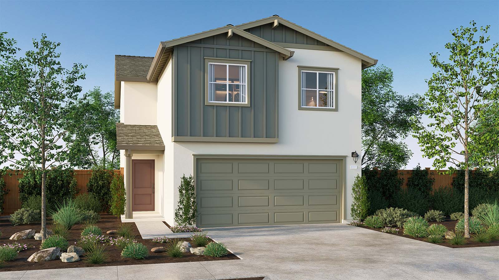 The Crossings Reyes Plan Farmhouse Elevation Exterior Rendering