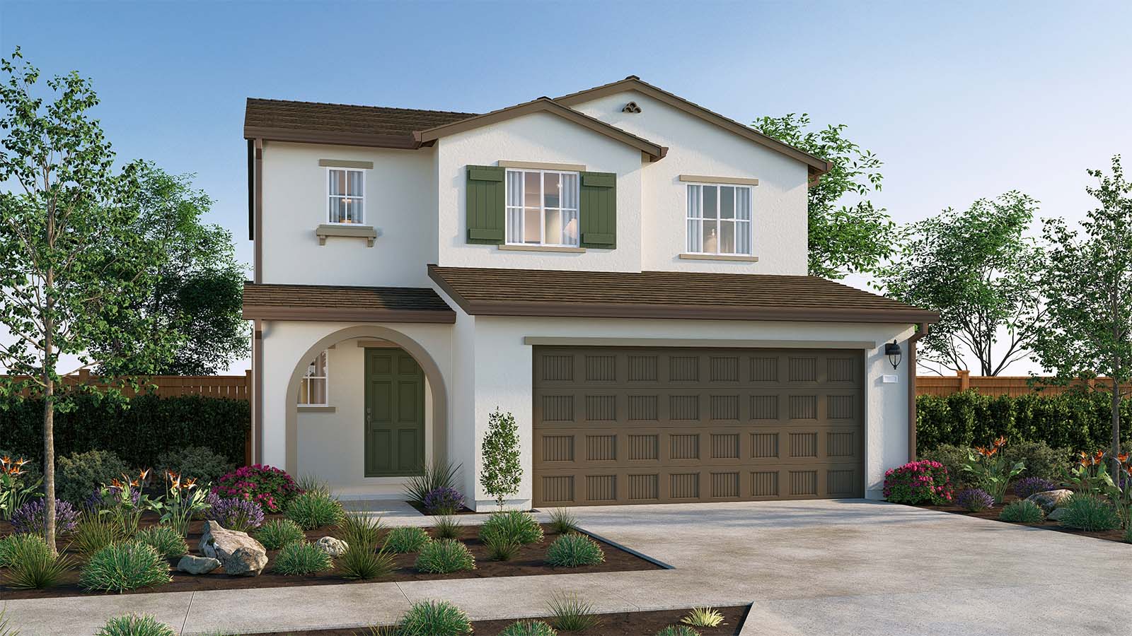 The Crossings Sierra Plan Spanish Elevation Exterior Rendering