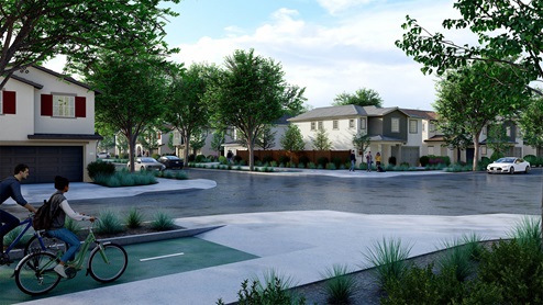 The Crossings Modesto Far Street Scene Exterior Rendering bikers
