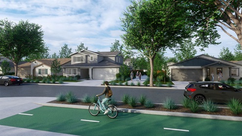 The Crossings Modesto Street Scene Exterior Rendering Bikers