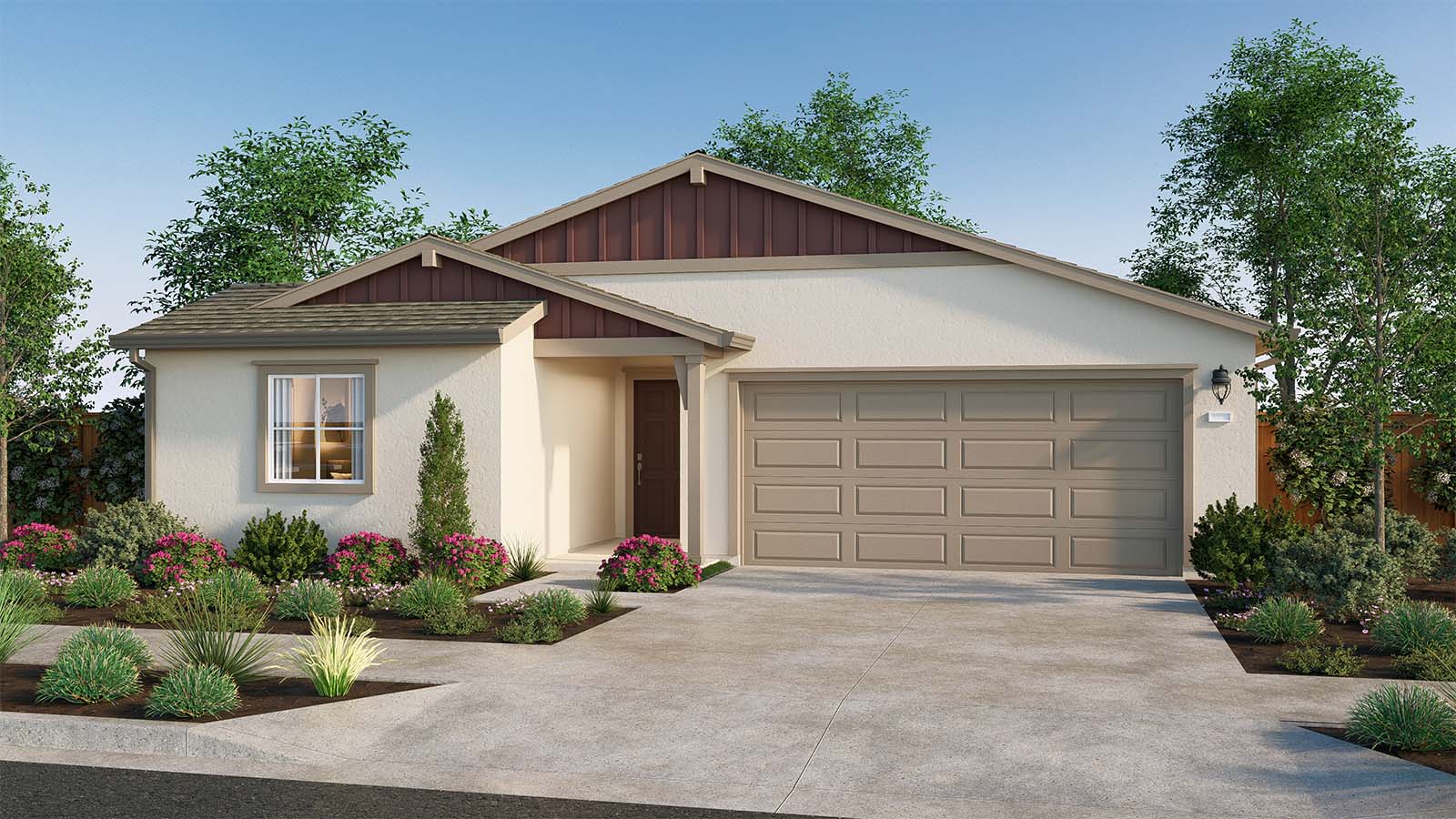 The Crossings Madrone Plan Farmhouse Elevation Exterior Rendering