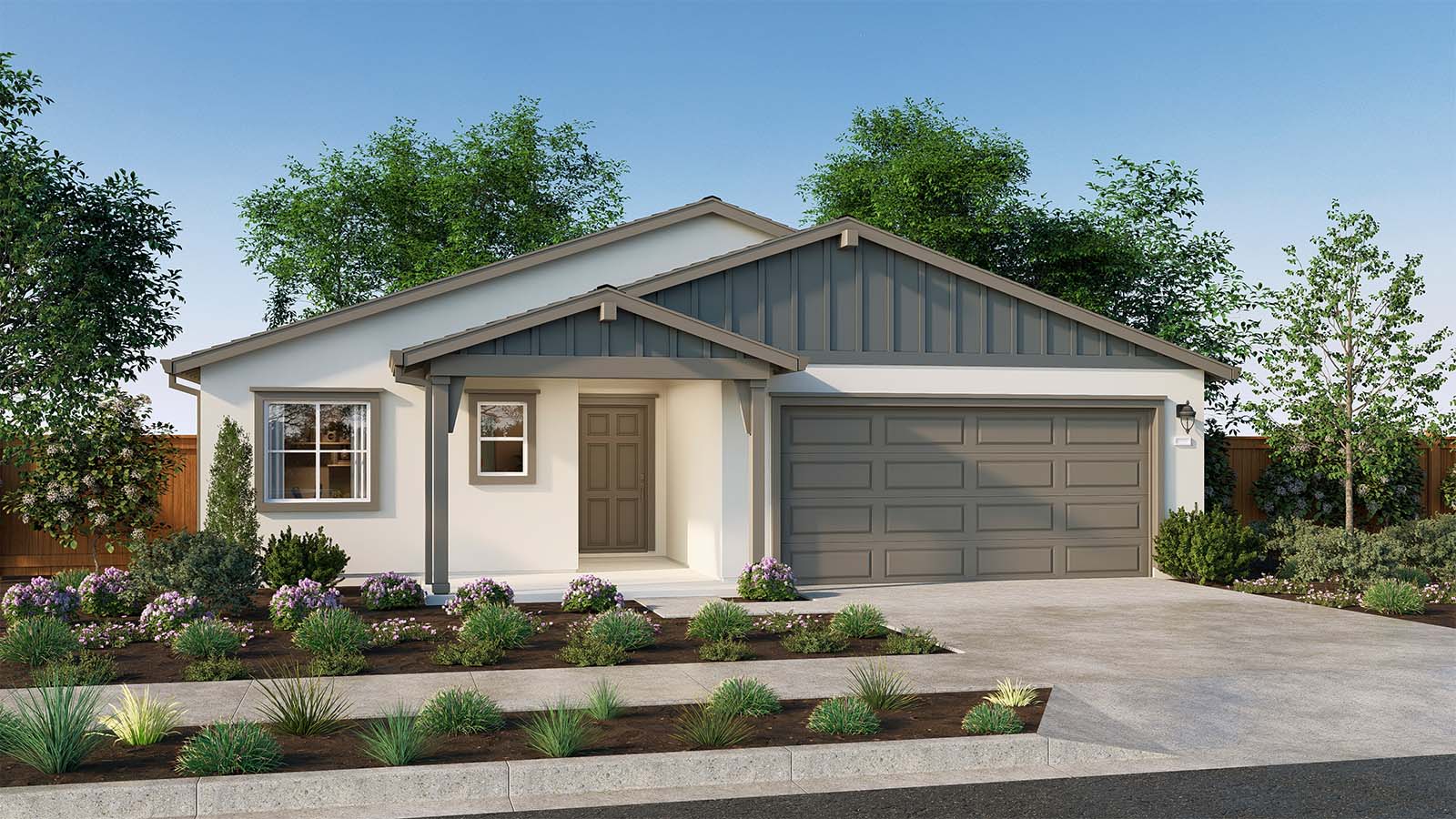 The Crossing Redwood Plan Farmhouse Elevation Exterior Rendering