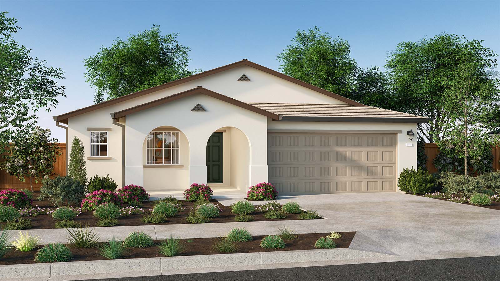 The Crossings Redwood Plan Spanish Elevation Exterior Rendering
