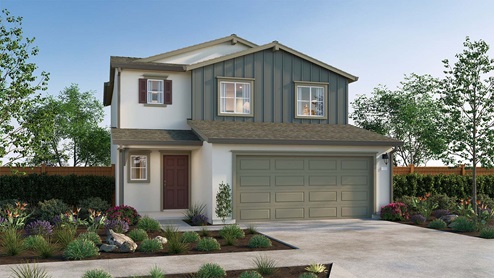 The Crossings Sierra Plan Farmhouse Elevation Exterior Rendering