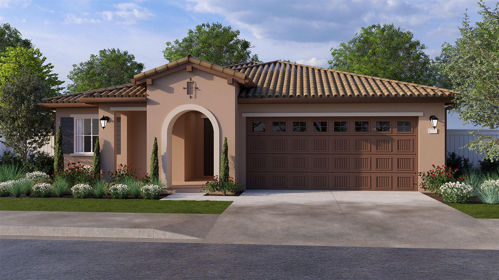 Meadows at Baldwin Ranch Redwood Plan Mediterranean Elevation Exterior Rendering