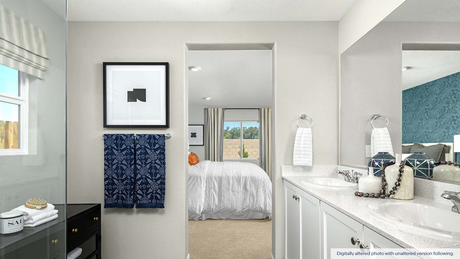 Meadows at Baldwin Ranch Redwood Plan Madrone Plan Mediterranean Exterior Primary Bath