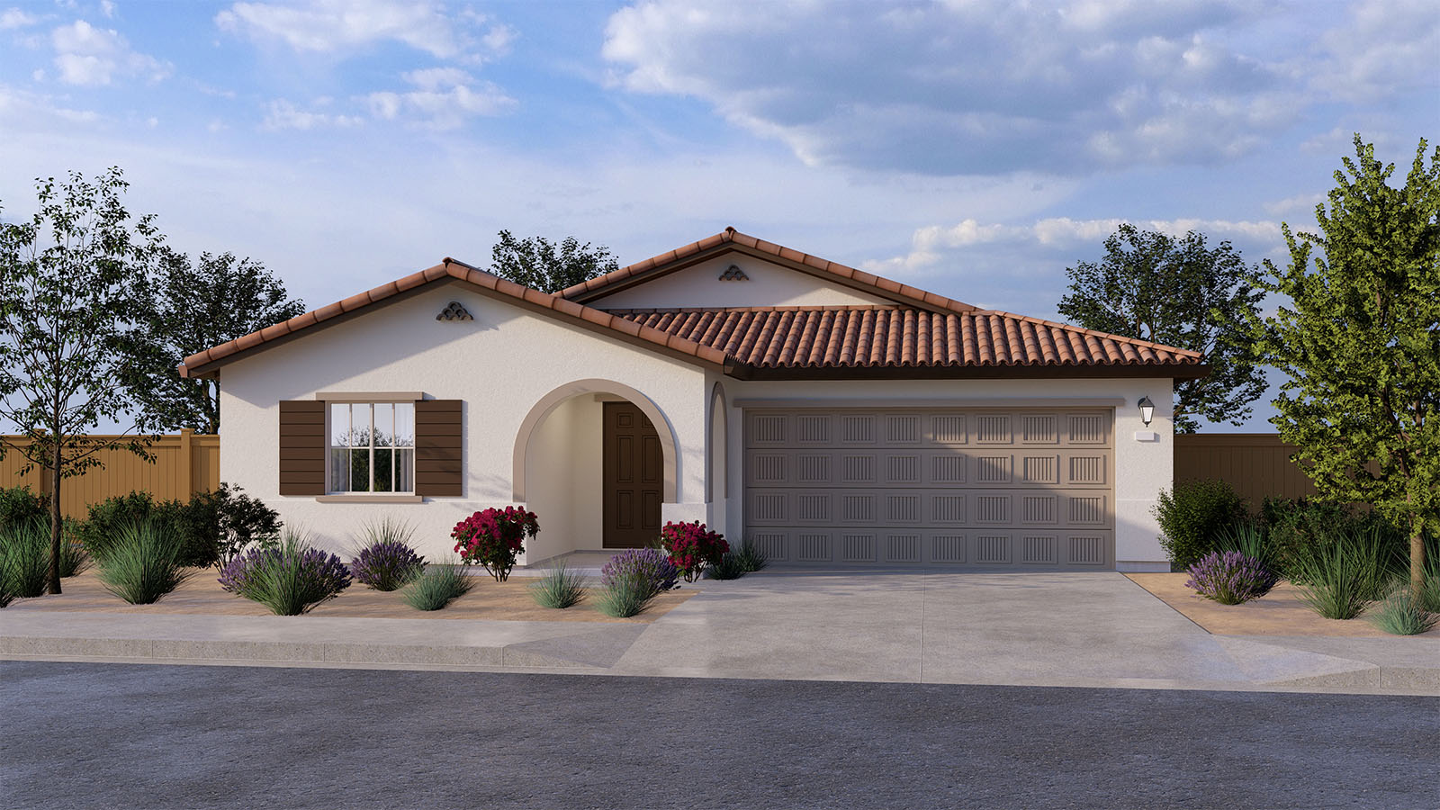 Alpine at Villa Ticino Plan 1 2 Car Garage Exterior Spanish Elevation