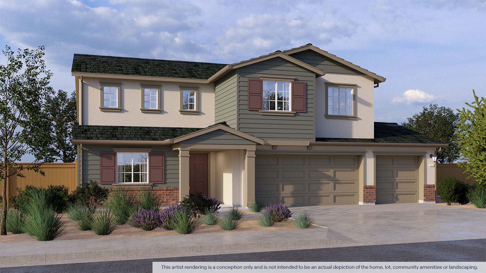 Alpine at Villa Ticino Cypress Plan Traditional Elevation Exterior Rendering