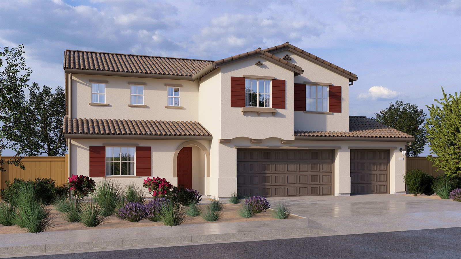 Alpine at Villa Ticino Cypress Plan Spanish Elevation Exterior Rendering